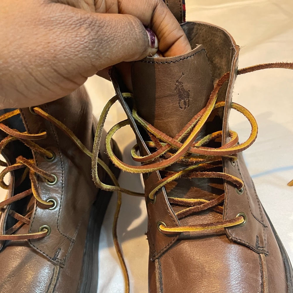 Brown Polo Ralph Lauren Lace Up High Top Boots Men View 2